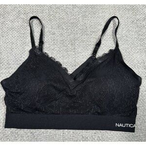 Nautica Bralette Womens Large Black Lace Removable‎ Pads Loungewear